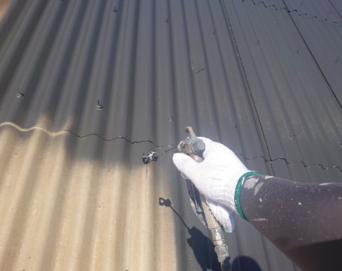 菊池市　工場　金属屋根塗装工事　屋根・外壁塗装